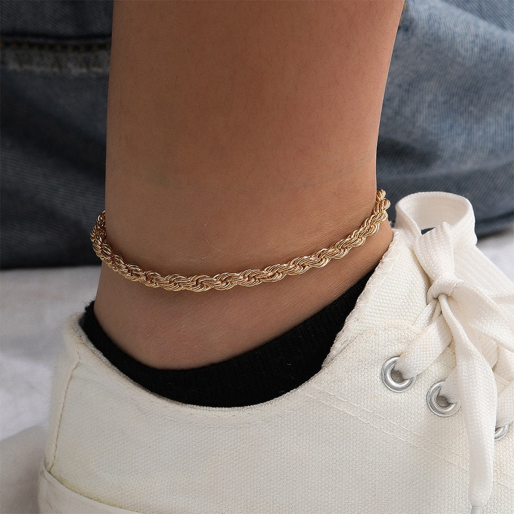 Twisted Rope Chain Anklet - Wrenlee