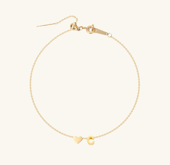 LoveMari Heart Initial Bracelet