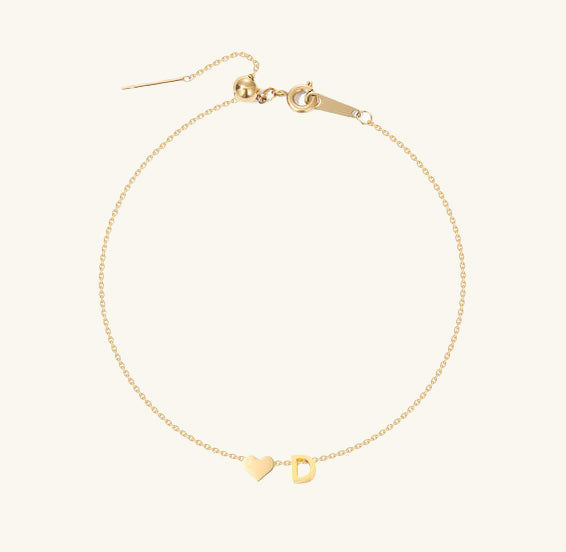 LoveMari Heart Initial Bracelet