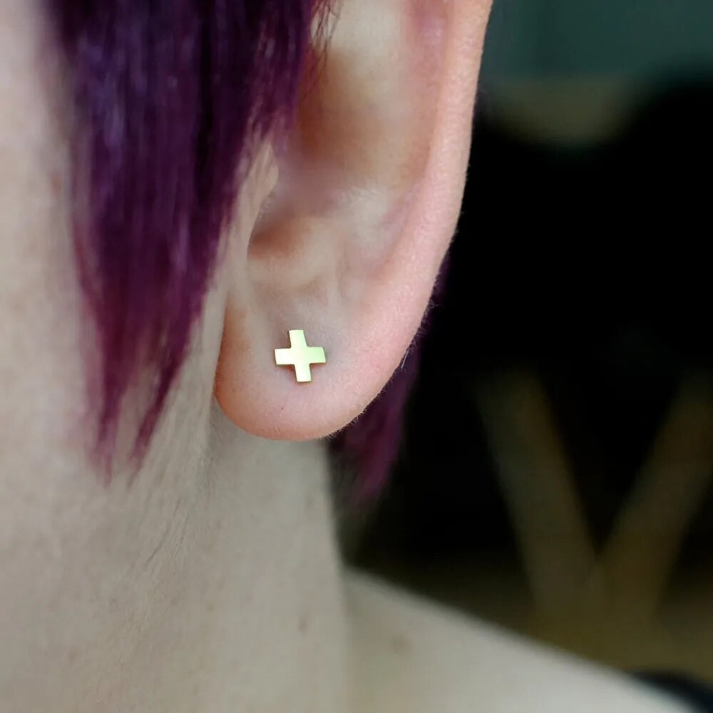 Small Cross Stud Earrings