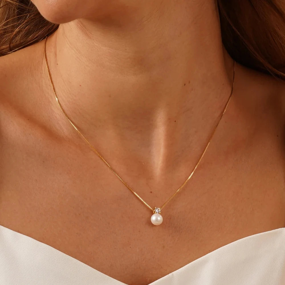 Pearl Zirconia Classic Necklace