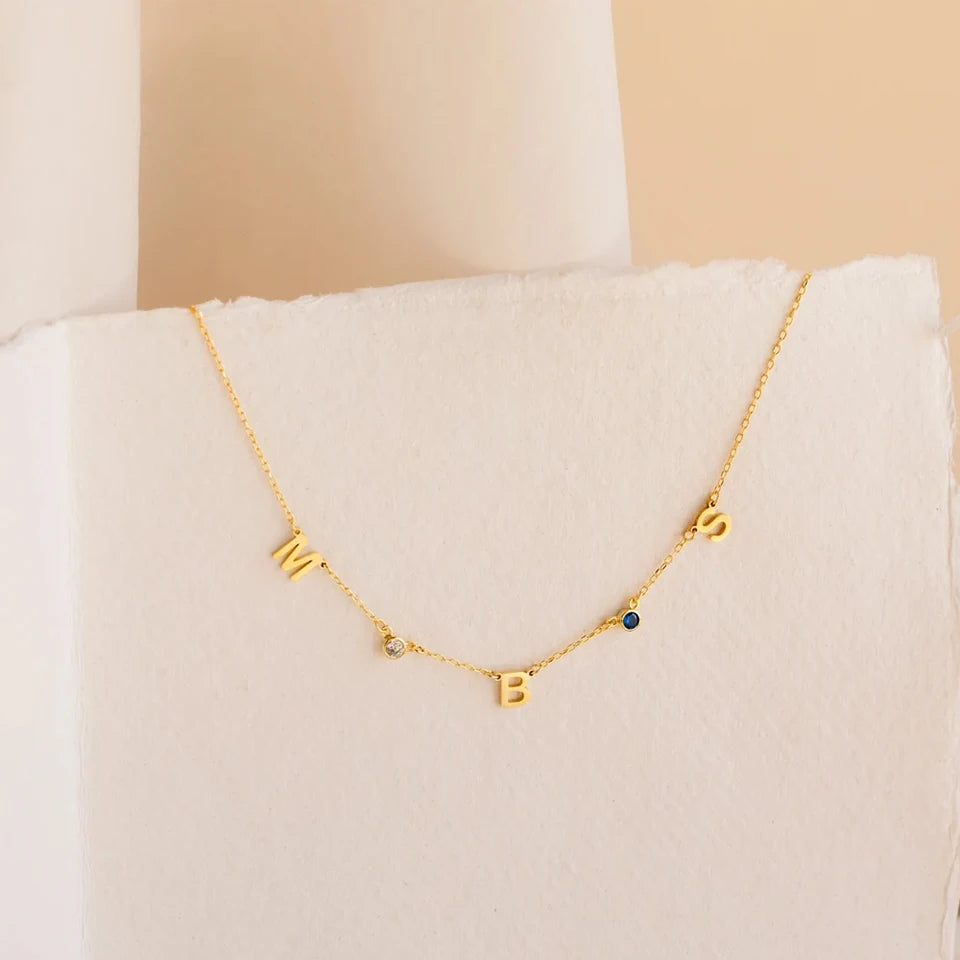 Celestine Gem Initial Necklace