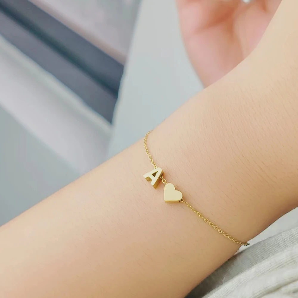 LoveMari Heart Initial Bracelet