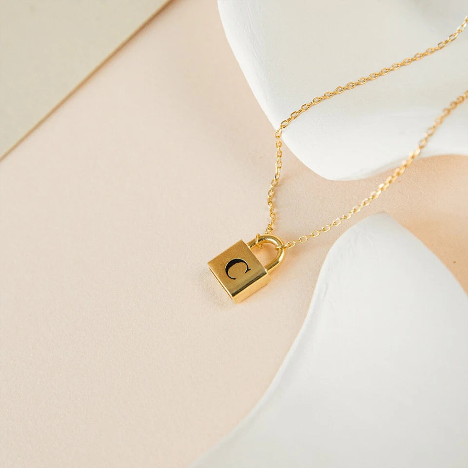 Padlock Initial Necklace