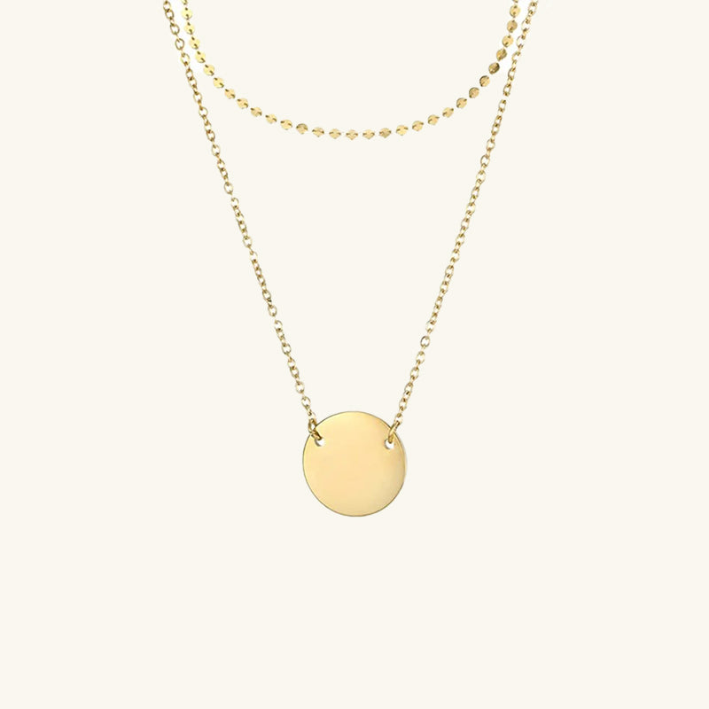 Ethereal Duo: Dainty Disc Layered Necklace Set