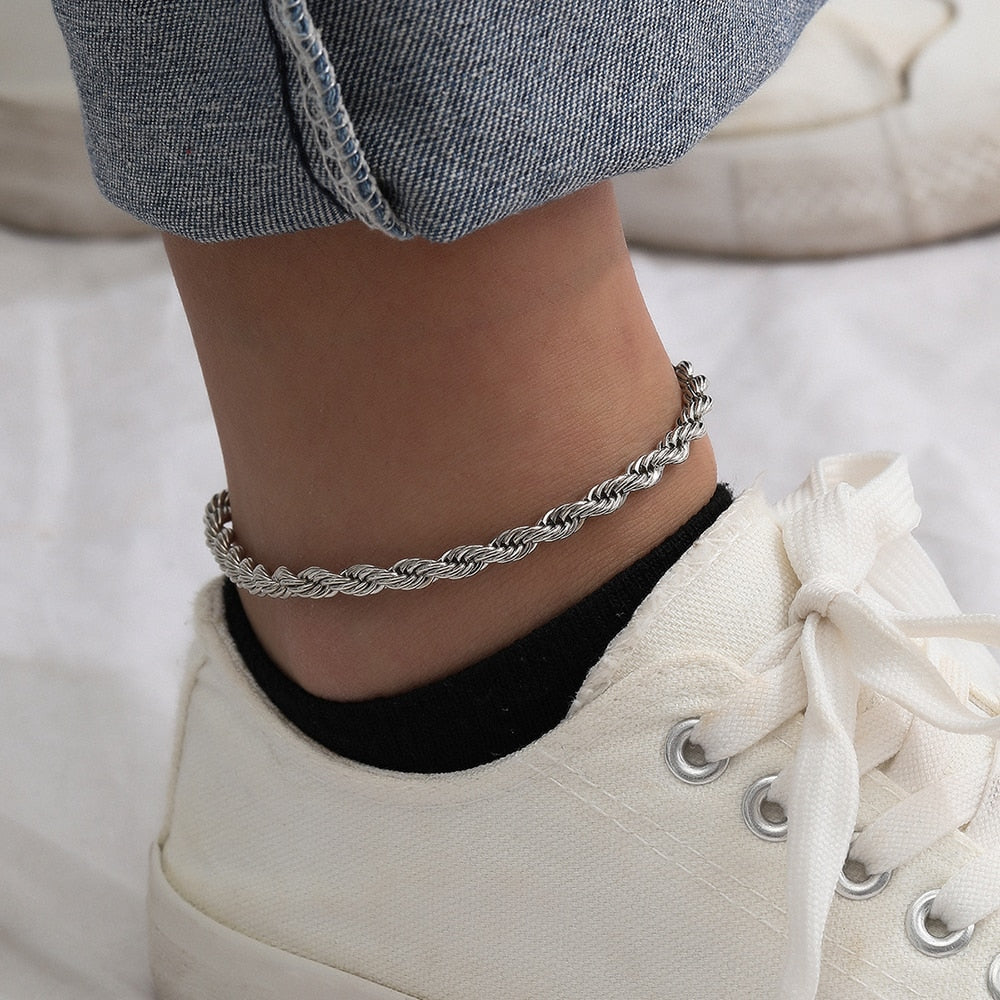 Twisted Rope Chain Anklet - Wrenlee