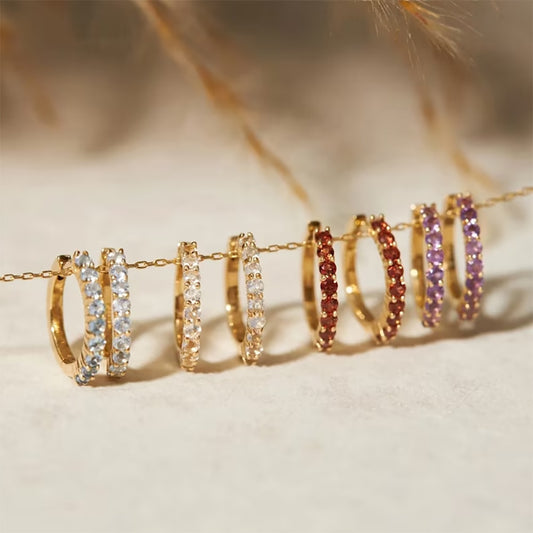 Birthstone Minimal Hoop Earrings - Wrenlee