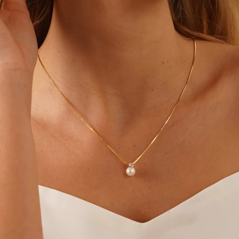 Pearl Zirconia Classic Necklace