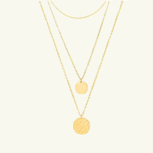 Dainty Disc Layered Necklace Set