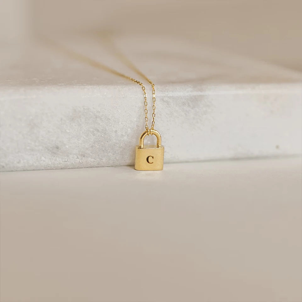 Padlock Initial Necklace