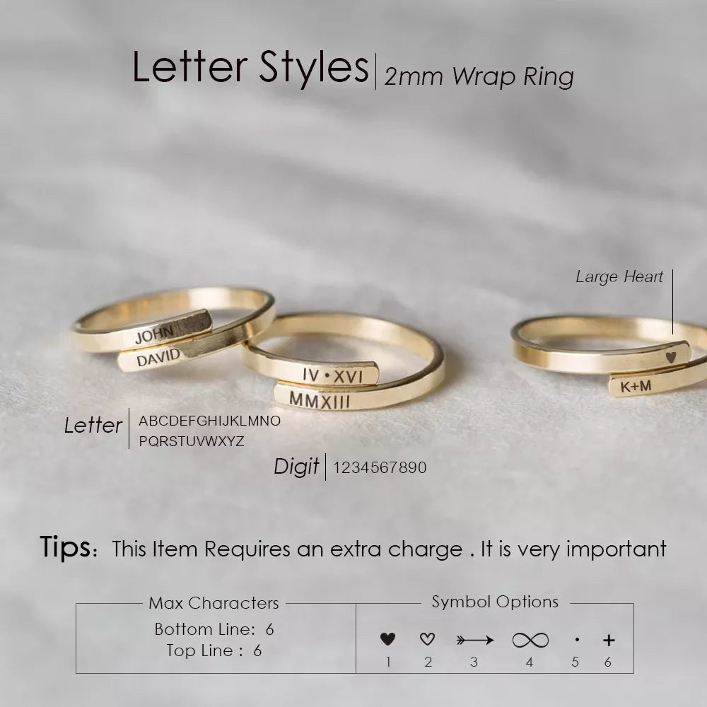 June Personalized Wrap Ring