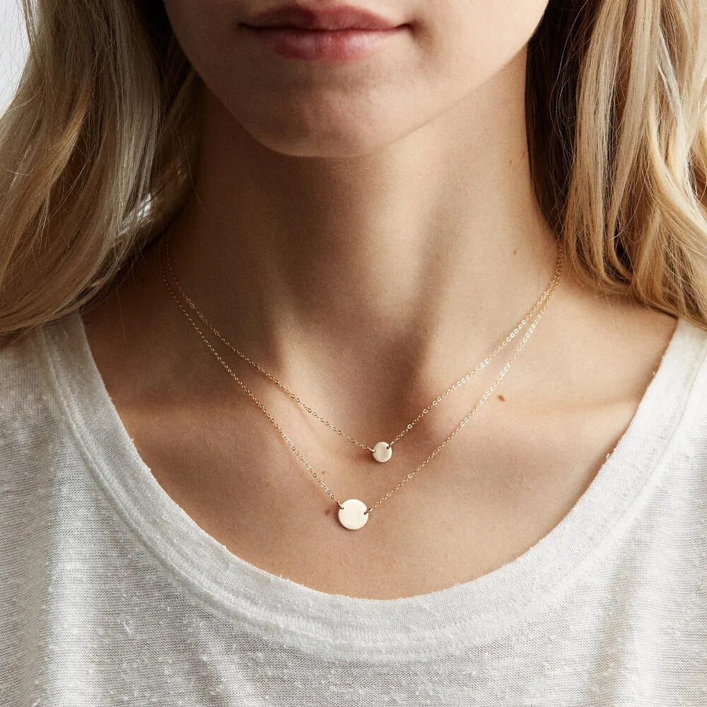 Dainty Double Disc Pendant Choker Set