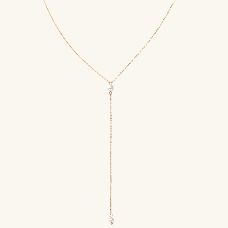 Y Chain Pearl Drop Necklace - Wrenlee