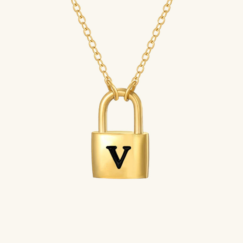 Padlock Initial Necklace