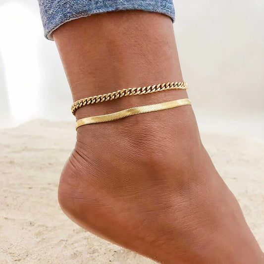 Skylar Delicate Set of Two Chain Anklets