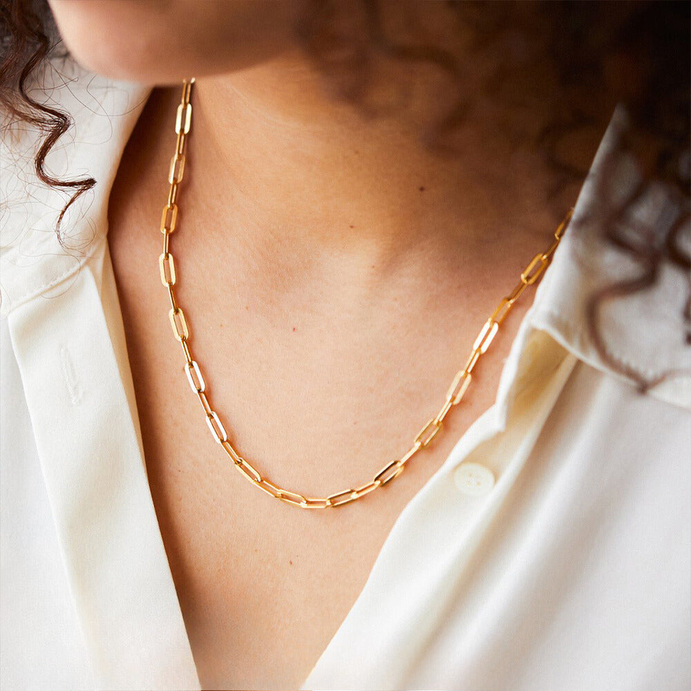 Layered Paperclip Chain Necklace Set
