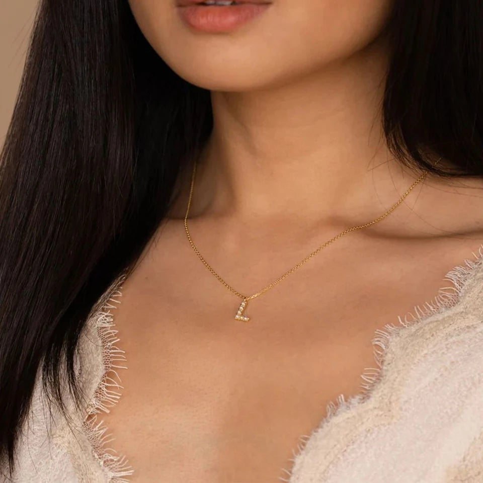 Monica Pearl Initial Necklace