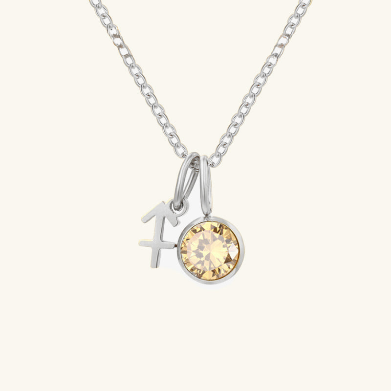 Birthstone Zodiac Double Pendant Necklace - Wrenlee
