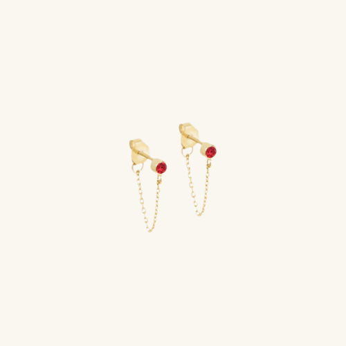 Birthstone Chain Stud Earrings - Wrenlee