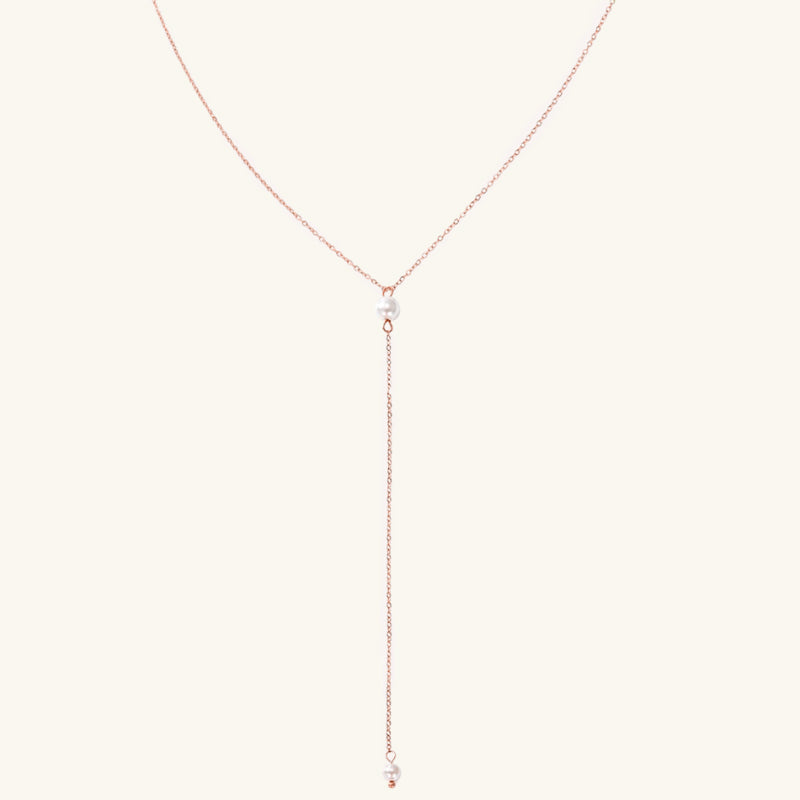 Y Chain Pearl Drop Necklace - Wrenlee