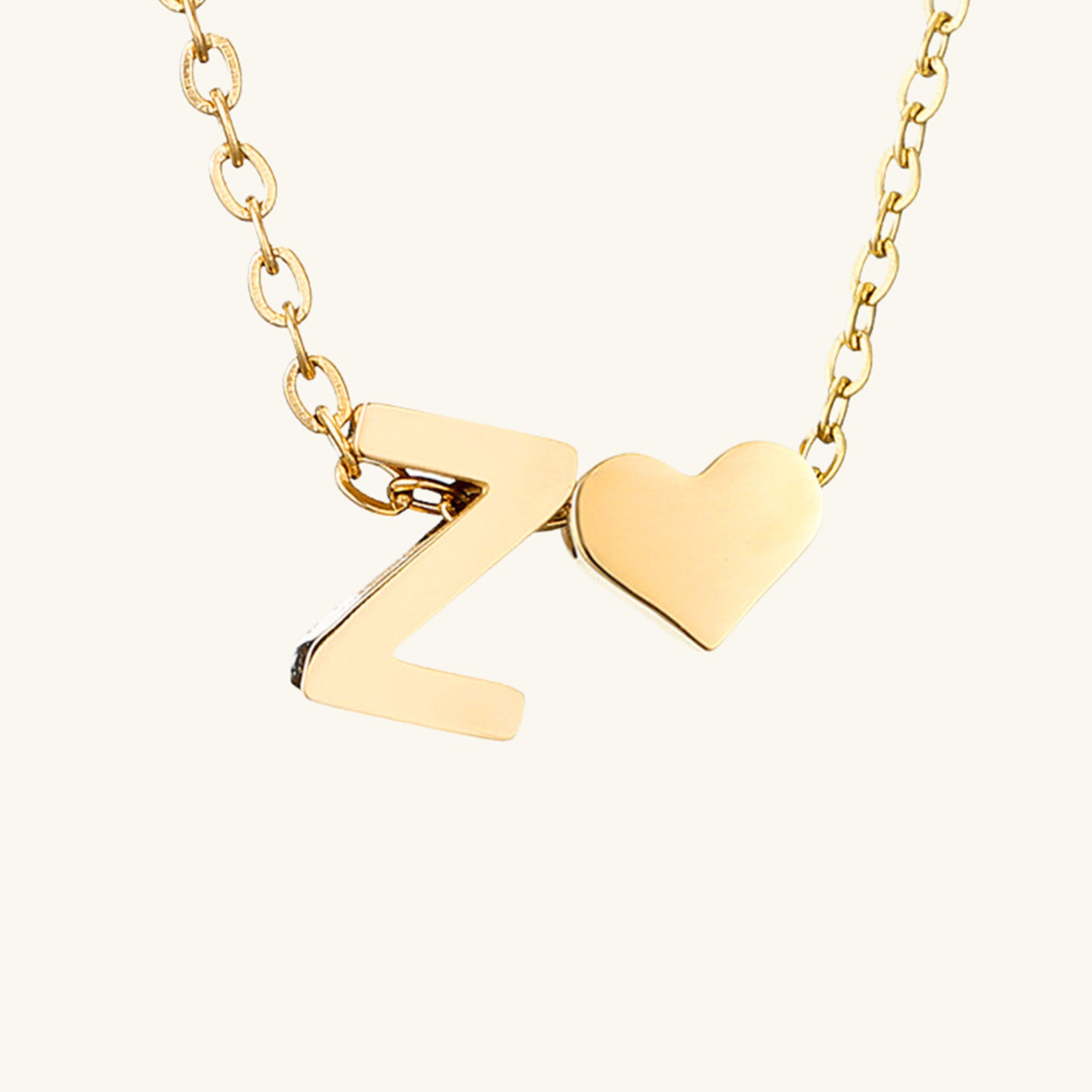 Small Heart Initial Letter Necklace - Wrenlee