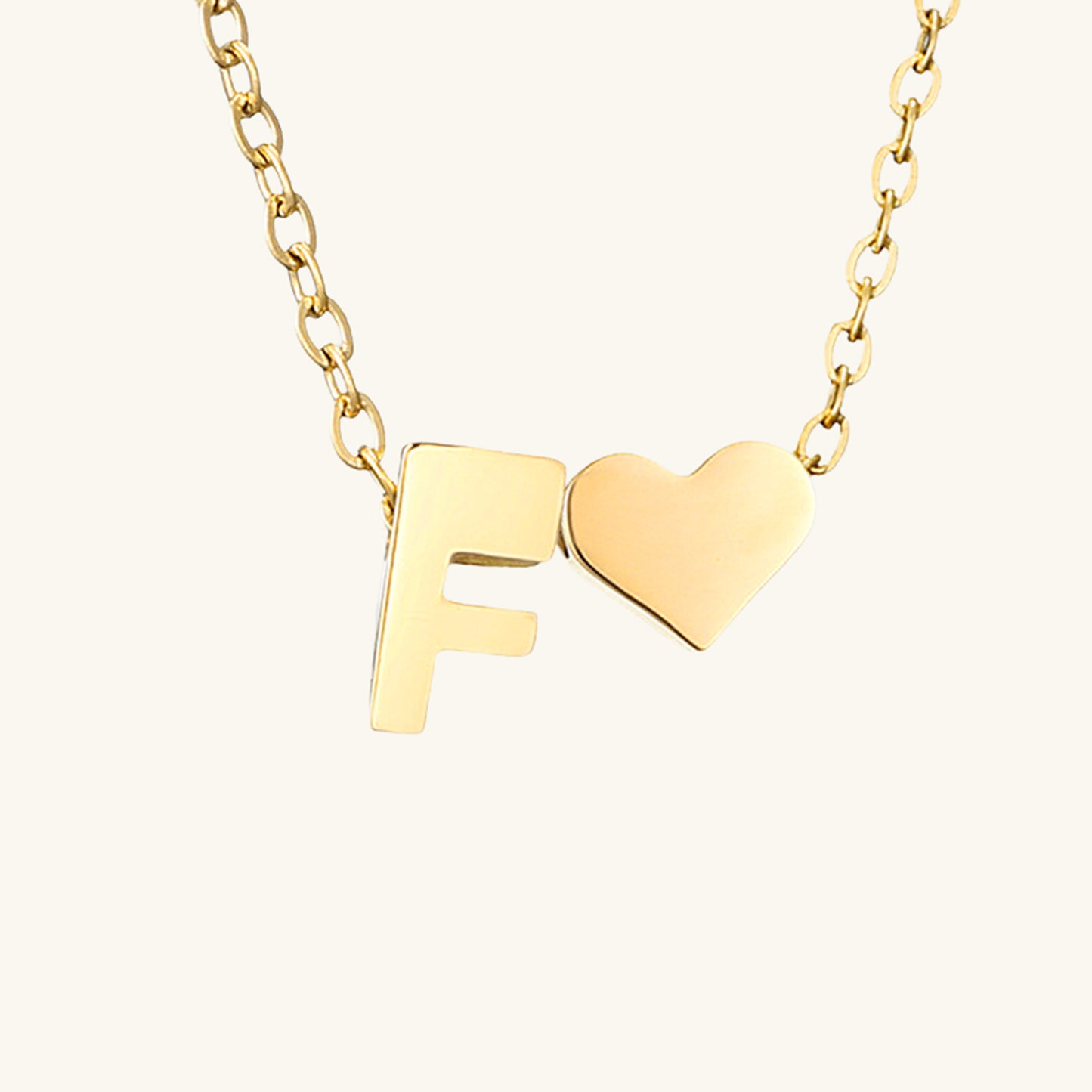 Small Heart Initial Letter Necklace - Wrenlee